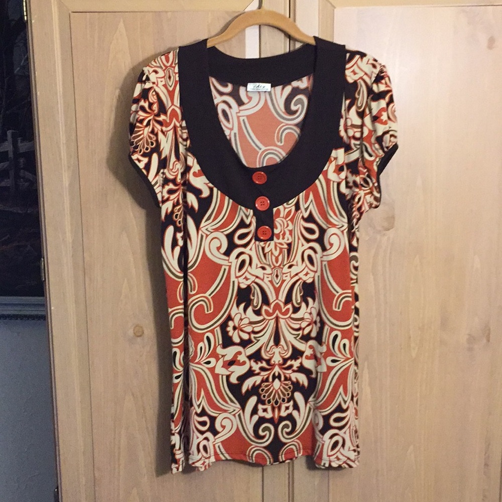 Dark brown and orange printed too